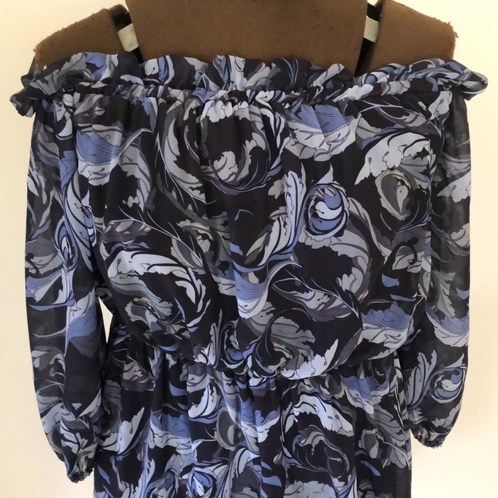 Kookai size 36 off the shoulder strapless jardin navy dress - Picture 3 of 7